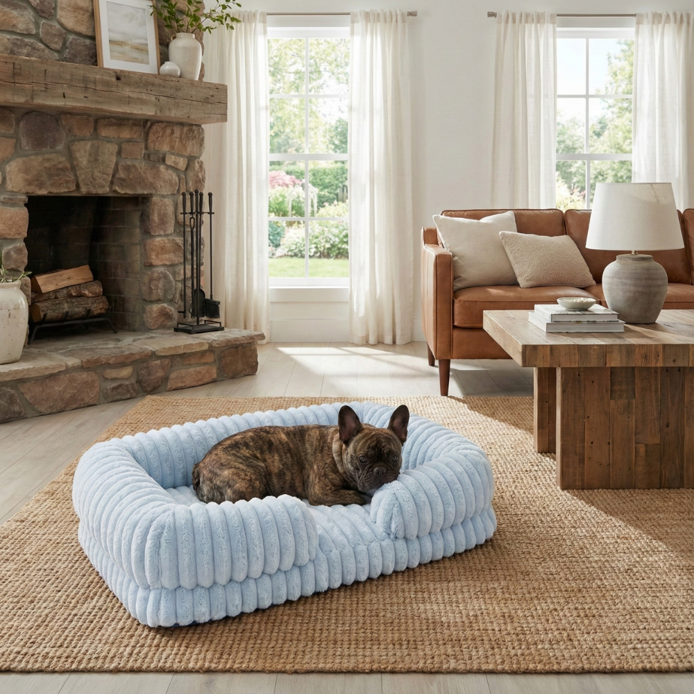 Blue Lounger Dog Bed