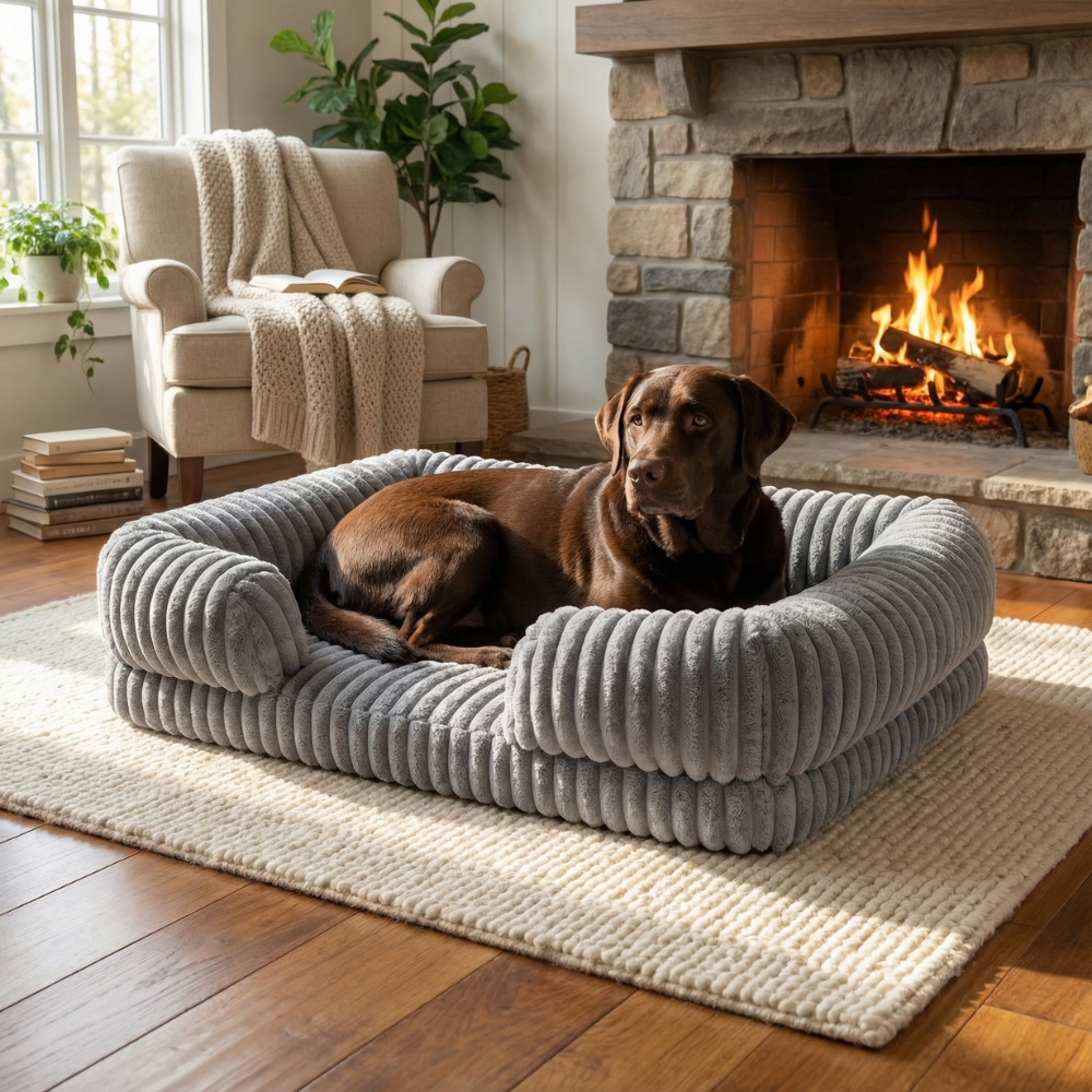 Gray Lounger Dog Bed