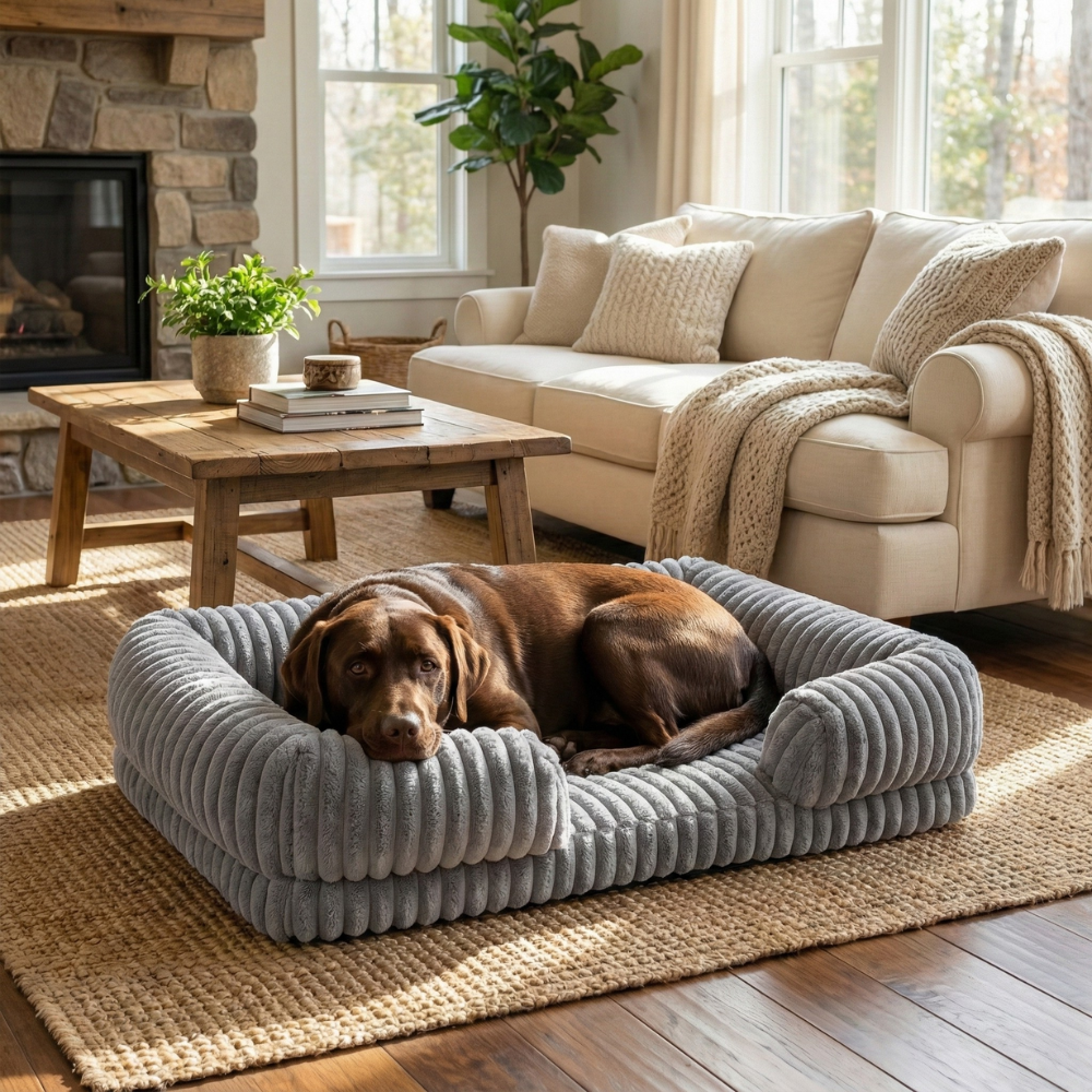 Gray Lounger Dog Bed