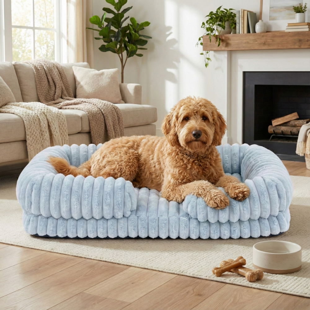 Blue Lounger Dog Bed
