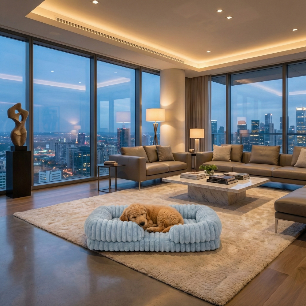 Blue Lounger Dog Bed